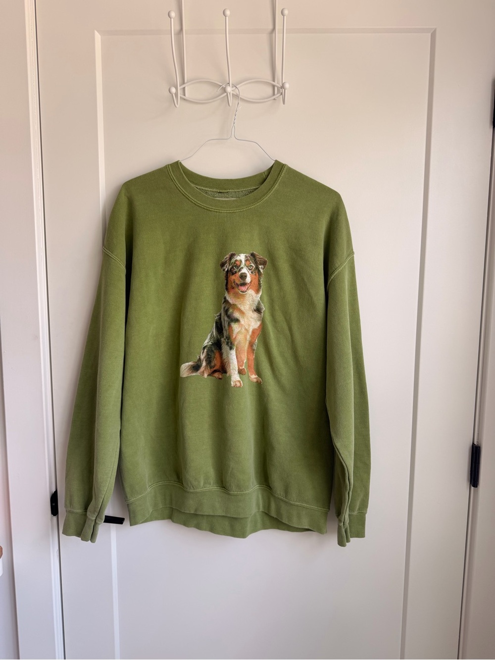 Anthropologie Olive Green Austrailian Shepard Crewneck Sweatshirt - Picture 5 of 8